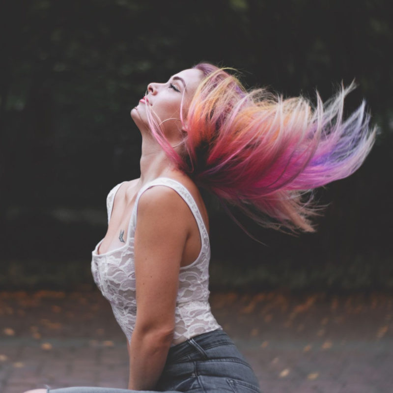 Rainbow in her hair
